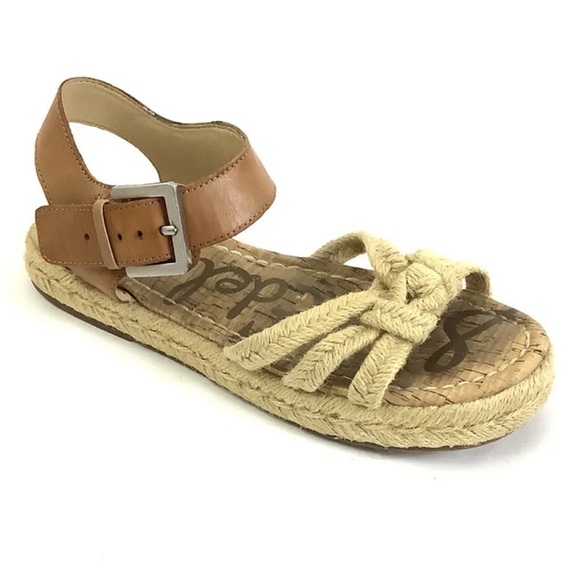 Sam Edelman Sz 6 Avery Espadrille And Leather Ankle Strap Sandals Brown Shoes - Picture 1 of 9